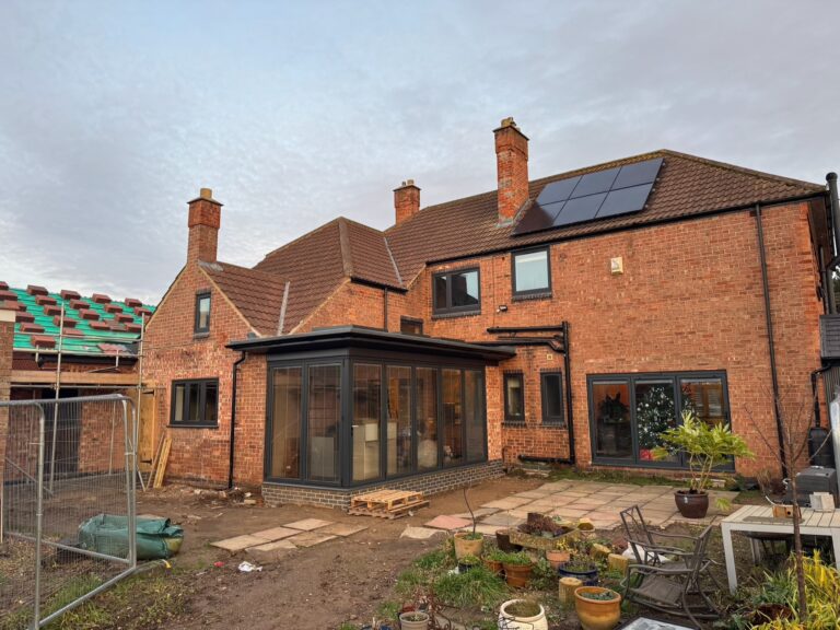 Single-storey rear house extension with full-height glazing built by Baker Builds in Lincolnshire