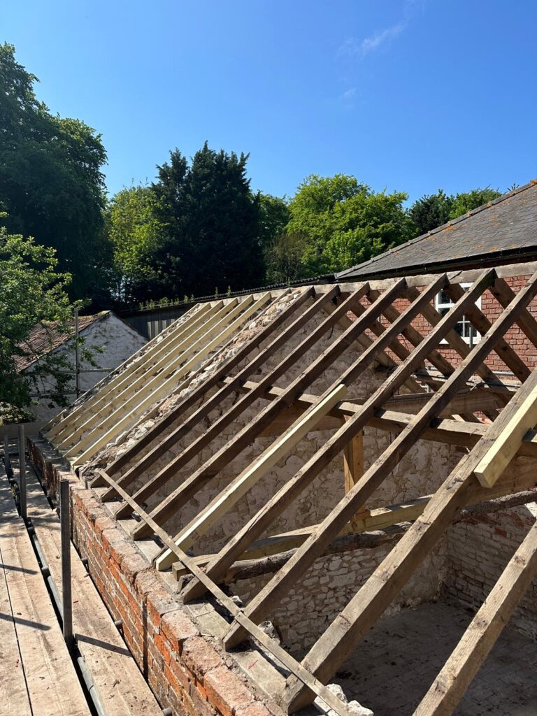 Timber roof structure built by Baker Builds